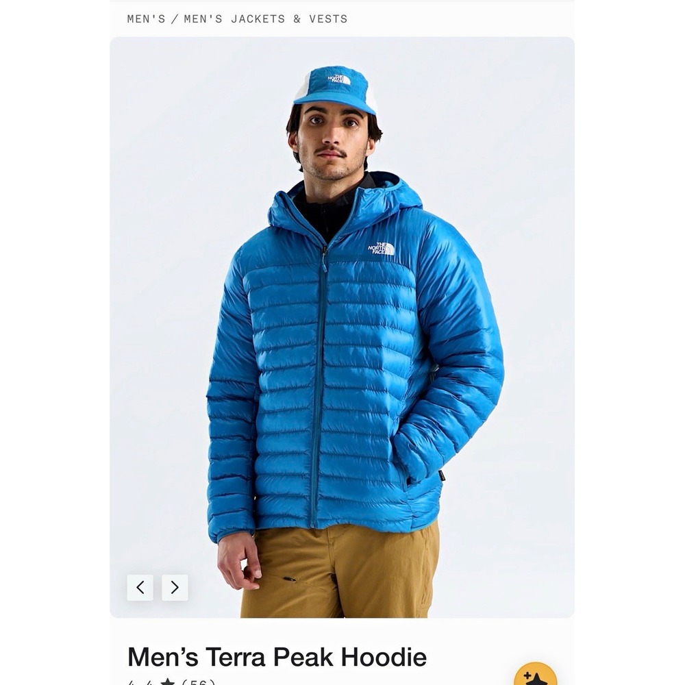 The North Face Mens L Blue Terra Peak Hoodie Puffer Jacket Nylon Shell NWT 2026